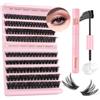 Sixstarhair Ciglia Finte kit Ciglia Extension con Bond e Remover 8-16mm Lash Extension Naturali Ciglia Finte Cluster Kit D Curl 0.07mm DIY Eyelash Extension Kit