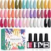Phoenixy Smalto Semipermanente Unghie 24 PCS Smalto per Unghie in Gel U V/LED 21 Colori Smalti Semipermanenti per Unghie Violeta Rosa Set Semipermanente Unghie con Base Top Coat Glossy e Matt
