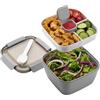 MUJUZE Lunch box microonde, separe divisorio interno porta pranzo box adulti/bambini, sostenibile a prova di perdite schiscetta pranzo, bento box per gite scolastiche/ufficio/picnic (Grey)