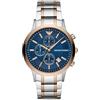 Emporio Armani Orologio Uomo, movimento a due lancette, cassa in acciaio 43 mm con bracciale in acciaio, AR80025