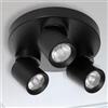 Miratic Plafoniera Soffitto Lampada da Parete Sorgente Luminosa Sostituibile GU10 max.12W (lampadine non incluse) (base rotonda - 3 teste, nero)
