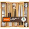 Lifewit Portaposate da Cassetto, Porta Utensili Espandibile da Cucina, Supporto Regolabile per Posate e Utensili da Cucina, Divisorio in Bambù per Utensili e Gadget da cucina, Grande, Naturale