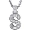 GOLDCHIC JEWELRY Collana Lettera Bubble Collana Iniziale S con CZ, Collana Iniziale Bubble per Uomo e donna Collana Catena Acciaio Bling con Ciondolo Lettera Bubble S