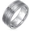 Bling Jewelry Ampio tono d'argento doppio solco spazzolato opaco titanio anello di nozze per gli uomini Comfort Fit 8MM