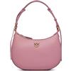 Pinko Half Moon Mini FL Vitello, Borsa Donna, Z14Q_Bianco Seta-Antique Gold, Taglia Unica