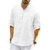 LVCBL Camicia da uomo in cotone, vestibilità normale, con bottoni, per il tempo libero, colore bianco, M, bianco, M