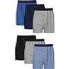 Hanes Men's Knit Boxers, 6 Pack, Blue/Black/Grey, Medium