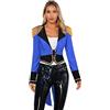 Aislor Giacca Circo Donna Ringmaster Costume Domatrice Circo Gotico Medievale Tailcoat Blazer Vittoriana Cappotto da Smoking Costume Carnevale Halloween Blu S