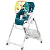 Peg Perego PEG Prima Pappa Follow Me Plus - Seggiolone e Sdraietta Neonato, Dalla Nascita, Regolabile in Altezza, 4 Ruote, Barra Gioco, Doppio Vassoio, Rivestimento Ecopelle, Chiusura Compatta, Petrolio