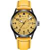 BOLYTE Orologio meccanico automatico da uomo a carica automatica, datario, militare, sportivo, da uomo, con cinturino in pelle (giallo), Giallo, Militare