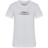 Armani Exchange Ombre Metallic Logo Cotton Jersey T-Shirt, Bianco Ottico, S Donna