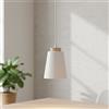 Lampadario a Sospensione in Acciaio e Legno BOLERO White