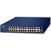 PLANET 24-Port 10/100TX 802.3at PoE Non gestito Gigabit Ethernet (10/100/1000) Supporto Power over Ethernet (PoE) 1U Blu