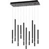 Ondaluce Lampada a sospensione LED a 10 Luci in metallo 70 cm verniciato Nero TUBIC
