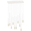 Ondaluce Lampada a sospensione LED a 10 Luci in metallo 70 cm verniciato Bianco e Oro TUBIC