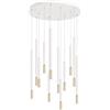 Ondaluce Lampada a sospensione LED a 12 Luci in metallo verniciato Bianco e Oro 60 cm TUBIC