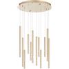 Ondaluce Lampada a sospensione LED a 12 Luci in metallo verniciato Oro 60 cm TUBIC