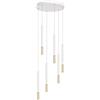 Ondaluce Lampada a sospensione LED a 6 Luci in metallo verniciato 35 cm Bianco e Oro TUBIC