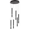 Ondaluce Lampada a sospensione LED a 6 Luci in metallo verniciato 35 cm Nero TUBIC