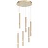 Ondaluce Lampada a sospensione LED a 6 Luci in metallo verniciato 35 cm Oro TUBIC