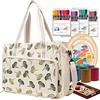 LAVIEVERT Borsa portaoggetti per progetti di ricamo, kit da ricamo con tasche multiple per ganci, filo da ricamo e altri accessori da cucito