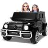 FINOOS Auto Macchina elettrica per bambini 2 posti Mercedes G63 AMG 4X4, 2 x 12V 7Ah Batteria a doppio sedile - con telecomando - Sedile in pelle e pneumatici EVA (Nero)