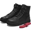 BORLENI Scarpe da moto da uomo, estive, da uomo, casual, traspirante, in pelle, con chiusura lampo e imbottitura del cambio, suola antiscivolo (nero, 42)