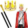 Hpbaggy Corona reale set,1 corona reale+1 bastoni da Passeggio Reali,corona con strass,scettro reale, Accessori per costume da re,per donne e uomini,carnevale,adulti,Bambini,feste a tema,teatro,Halloween