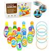 TayBong Bowling Set Bambini, Giochi Bambini 3 4 5 Anni, Bowling Set Bambini con 10 Birilli 5 Anelli e 2 Palle, Giochi da Giardino per Bambini Giochi Montessori