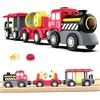 LiRiQi Treno a Vapore a Batteria, Locomotiva ad Azione, Treno Elettrico per Bambini, Auto Giocattolo, potente treno motore compatibile con Thomas, Brio, binari in legno e treno
