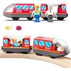 LiRiQi Electric Train Toy, Battery Operated Action Locomotive Train, Toddler Educational Toy Car, Powerful Motor Train Set Compatible with Thomas, Brio, Red