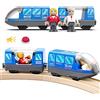 LiRiQi Treno Elettrico per Bambini, Locomotiva ad Azione a Batteria, Rail Treno passeggeri, Set di proiettili per Motore Compatibile con Thomas e Brio, ecc., Giocattolo educativo Regali Bambini, Blu