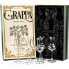 GLASSIQUE CADEAU Bicchieri in cristallo per grappa e cordiale, set da 6, piccoli bicchieri a stelo lungo da 85 g, per liquori, drink dopo cena, aperitivi, digestivi, calici italiani a forma di tulipano per naso e