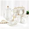 DUJUST Set da tè in porcellana bianca per 6 set di tazze da tè e caffè in stile britannico con finiture dorate bellissimo set da tè per donne set da tè e feste confezione regalo (incluso un supporto)