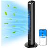 GoveeLife Ventilatore intelligente silenzioso a torre, ventilatori oscillanti a 75° con app e telecomando vocale, velocità 6.3m/s, 8 livelli di velocità, 5 modalità timer da 24 ore, con raffreddamento