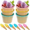 LTHERMELK Set di 6 ciotole per gelato, ciotole per gelato colorate con cucchiai, bicchieri da ghiaccio in plastica, per dessert, insalata, frutta, cibo