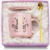 WXYTXHYQ Regalo 18 Anni Ragazza, Tazza in Ceramica Marmorizzata Rosa 400ml per Compleanno - Con Coperchio, Cucchiaio, Scheda e Confezione Regalo