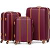 FERGÉ set di 3 valigie viaggio MILANO - bagaglio rigido dure leggera 3 pezzi valigetta 4 ruote rosso