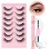 Glowing Win Ciglia Finte con Colla 7 Paia Ciglia Finte Cat eye con Bond and Remover Occhio Di Gatto Ciglia Naturali 3D Banda Trasparente Fluffy Fake Lashes with Glue False Eyelashes