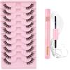 Glowing Win Ciglia Finte con Colla 10 Paia Mezze Ciglia Finte Cat eye con Bond and Remover Occhio Di Gatto Ciglia Naturali 3D Banda Trasparente Half Lashes with Glue Corner Eyelashes