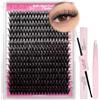 FADLASH Kit di Extension Ciglia a Ciuffetti, 280pcs Ciglia Finte Volume Russe da 0,07mm D Curva Mix 15-20mm 40D Lash Cluster Naturali Individuali, Bond and Seal, Pinzette per Lash Cluster