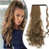 Dcbaboo Coda Capelli Extension Ricci 60cm Coda Finta Capelli Sintetici Posticci per Capelli Ondulati Extension Coda Capelli Finti Clip Coda di Cavallo Mossi Lunghi Wrap Around Ponytail, Marrone Chiaro