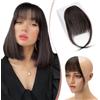 Elailite Frangia Clip Capelli Veri Nero, Remy Human Hair Frangetta Finta Sottile a Ciuffetti Hair Fringe Air Bang con Tempie Posticci Donna