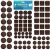 shinfly Set di 60 Feltrini Adesivi per Mobili Sedie, Sottosedie Rotondi Quadrati, 3mm di Spessore, Antiscivolo, per Mobili Pesanti, Marrone Scuro