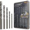 ruthex - Set di punte HSS per inserti filettati di dimensioni M2, M2,5, M3, M4, M5, M6, 1/4 - per foratura in plastica, acciaio, alluminio, rame, ottone e altro ancora (3,2 + 4 + 5,6 + 6,4 + 8 mm ∅)