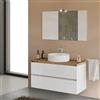 Inbagno Mobile Bagno sospeso per lavabo d'appoggio, Completo di Top e Specchio con Lampada, Serie Town (Rovere Naturale, 100 cm)