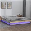 Gecheer Struttura Letto Singolo 120x190 cm, Piazza e Mezza, in Legno Massello di Pino, Con Luce LED, Giroletto, Telaio Letto Con Doghe