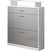 MB Muebles Bonitos, Scarpiera Ingresso Paola, LED, Melamina, Bianco e Grigio, 89x105x24cm