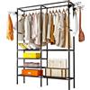 Ruhhy Appendiabiti 173 x 36 x 108 cm, grande armadio con 2 aste e 6 ripiani, nero 22671