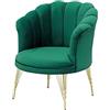 Totò Piccinni Poltroncina PETALO in velluto imbottita gambe in metallo design top (Verde)